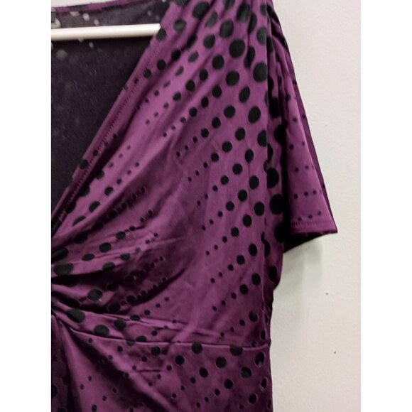 VTG Y2K Express Babydoll Top Womens Medium Black Purple Burnout Polka Dot Grunge - Picture 3 of 12